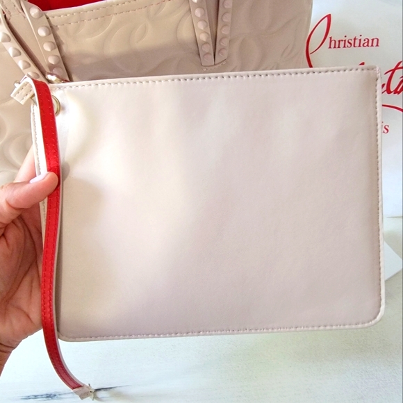 CHRISTIAN LOUBOUTIN Authentic NWT  Nappa Embossed Cabata w/ mathcing pouchette - Picture 2 of 9